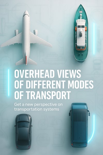 Overhead Perspective on Various Modes of Transportation