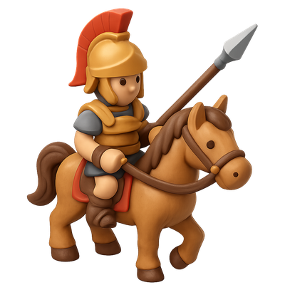 3D Macedonian Cavalry Icon with Spear and Horse