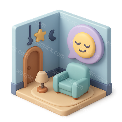 3D Calm Space Icon with Cozy Atmosphere