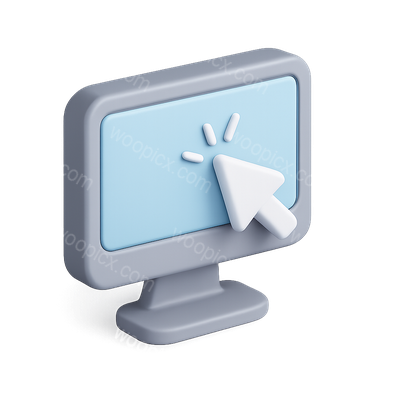 3D Icon of Computer Screen with Cursor Click