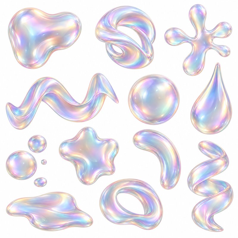 iridescent liquid design elements