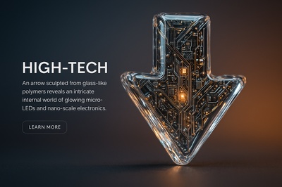 Hyperrealistic 3D Glass Arrow with LED Details