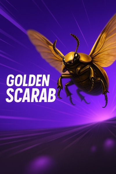 Dynamic Golden Scarab Illustration with Gradient Background
