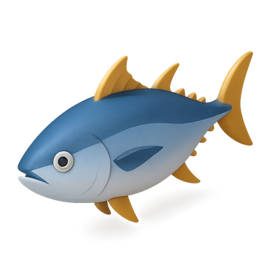 Stylized 3D Tuna Icon with Isometric Perspective