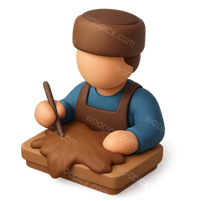 3D Icon of a Furrier Worker in Artistic Style