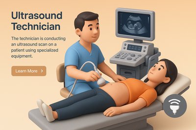 3D Illustration of Ultrasound Technician at Work