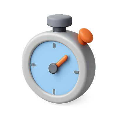 3D Stopwatch Icon with Colorful Design