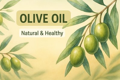 Artistic Olive Oil Promotion with Botanical Elements