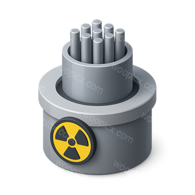 3D Nuclear Reactor Core Icon with Isometric View