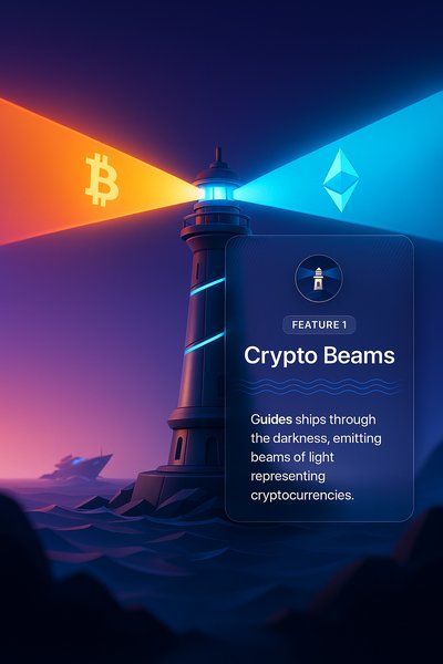 Futuristic Lighthouse Emitting Crypto Beams for Navigation