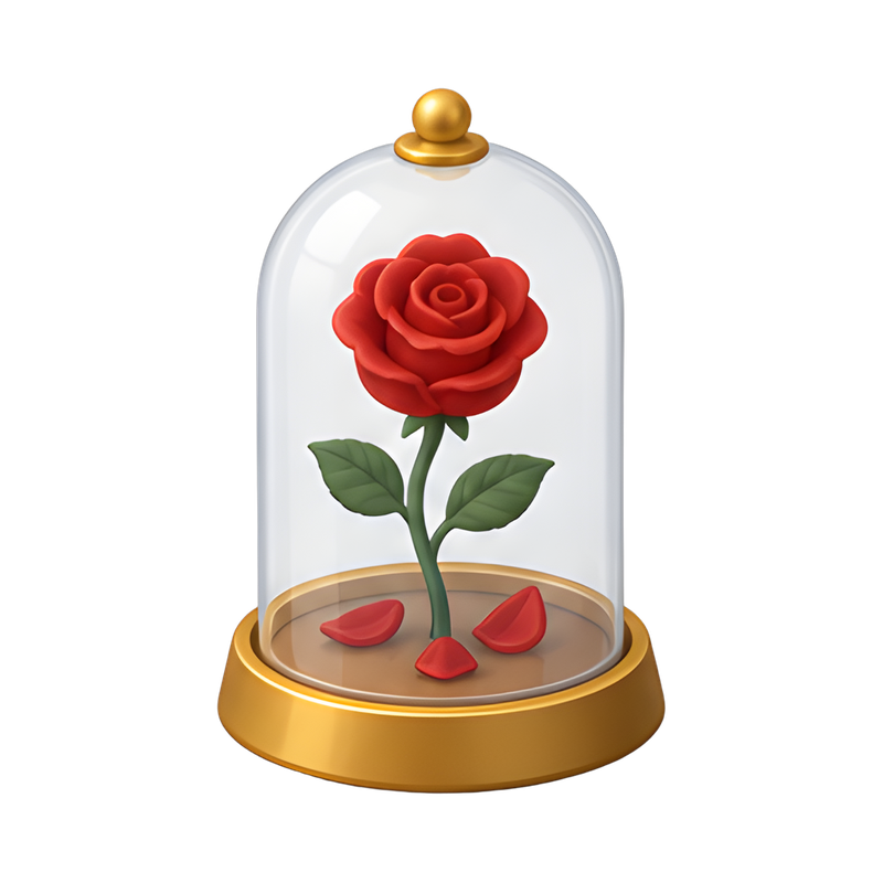 delicate rose under glass dome