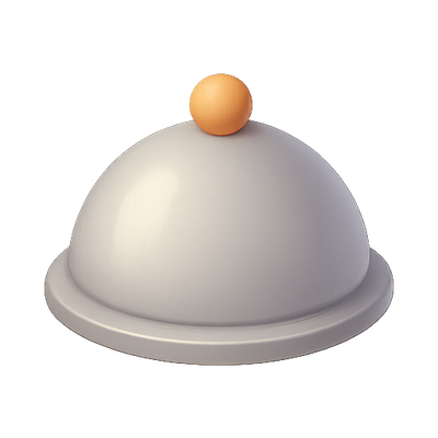 3D Render of a Cloche with a Decorative Sphere