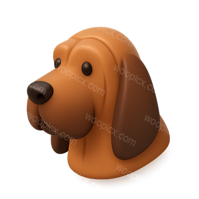 Stylized 3D Bloodhound Icon with Isometric Design