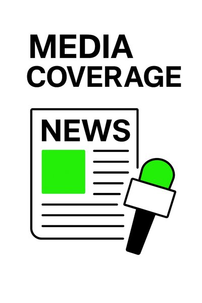 Media Coverage Announcement Graphic with News Elements