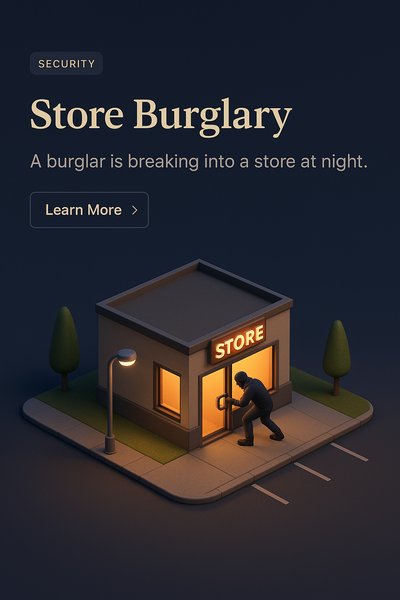 Realistic 3D Scene of Store Burglary at Night
