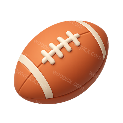 Stylized 3D Rugby Ball Icon with Isometric View