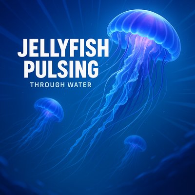 Vibrant Jellyfish Pulsing Through Water in a Deep Ocean Scene