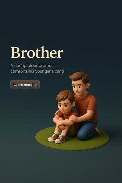 Heartwarming 3D Scene of a Brother Comforting His Sibling