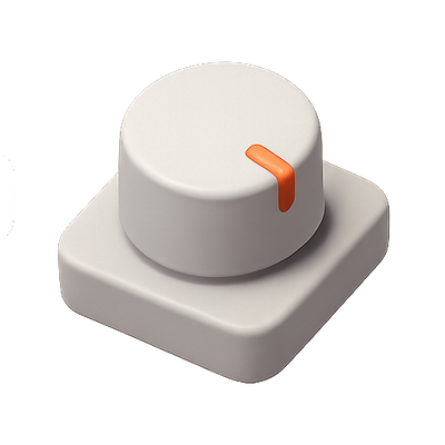 Minimalist 3D Control Knob Design with Orange Accent