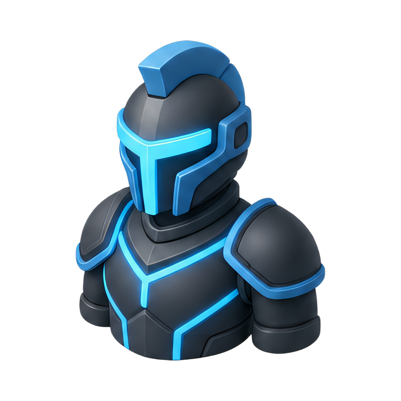 futuristic knight in neon armor