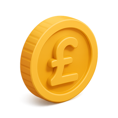 3D Render of a Pound Coin Icon with Isometric View