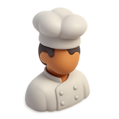 Stylized 3D Chef Icon with Cap and Uniform