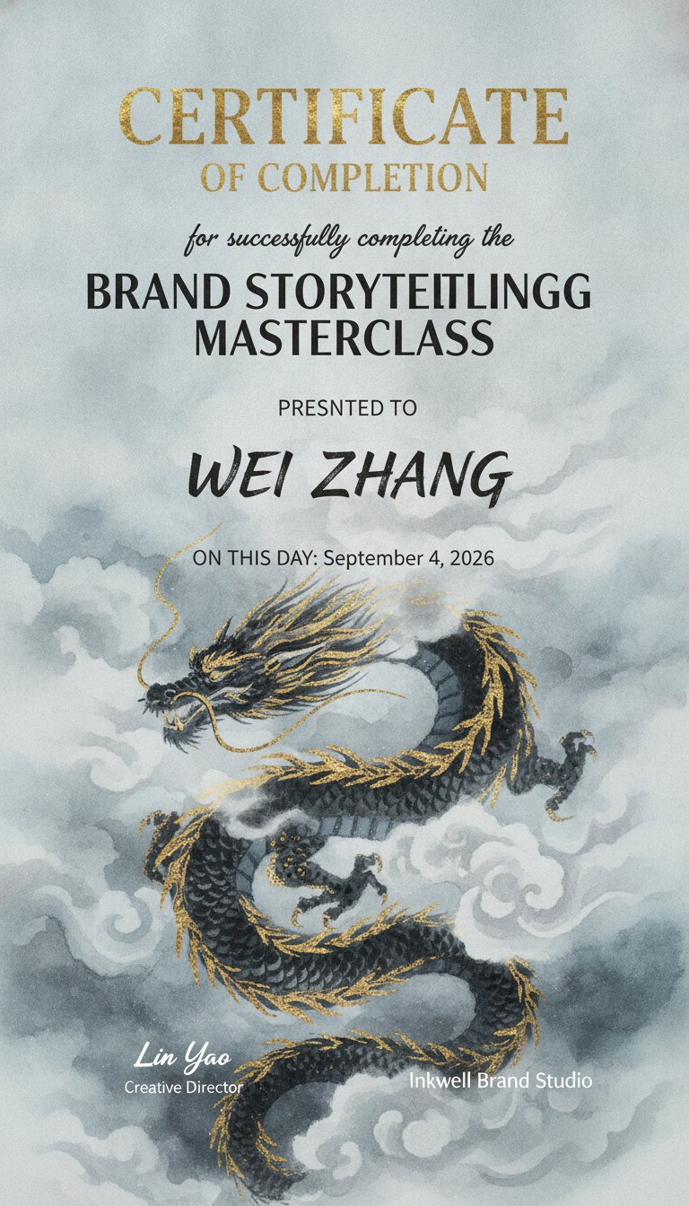 Elegant dragon certificate design
