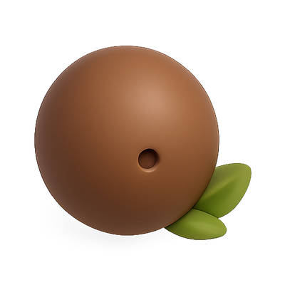 Stylized Brown Sphere with Leaves Design