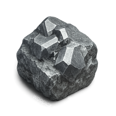 Realistic 3D Zinc Ore Icon with Metallic Texture