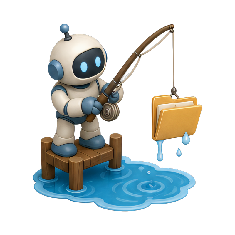 robot fishing for data