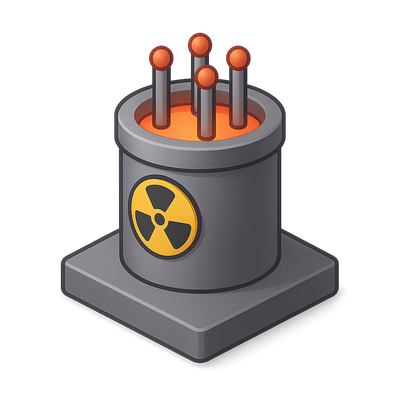3D Icon of a Nuclear Reactor Core with Isometric View
