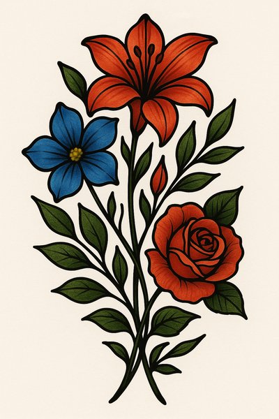 Colorful Floral Illustration with Vibrant Blooms