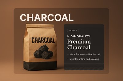 Stylish Charcoal Packaging Design for Grilling and Smoking