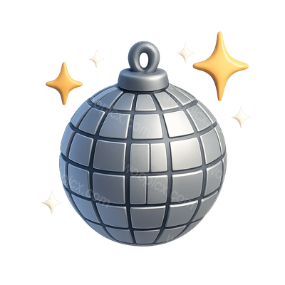 3D Disco Ball Icon with Sparkling Effects