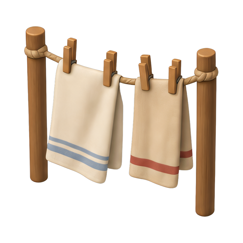 freshly hung linen on clothesline