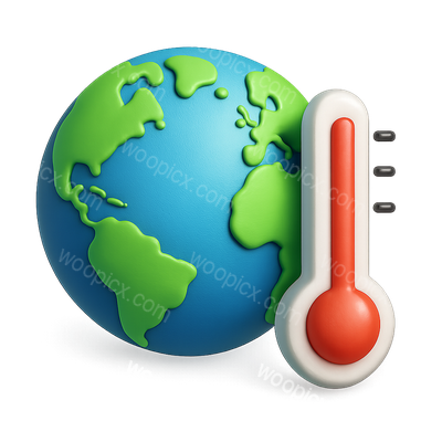 3D Earth Thermometer Icon with Isometric Design
