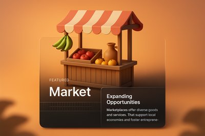 3D Market Illustration with Transparent Design Elements
