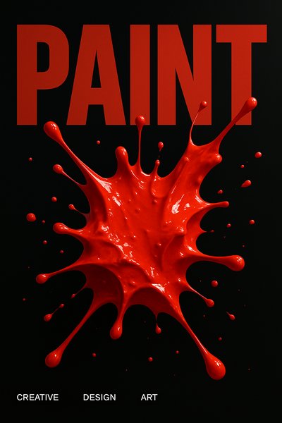 Striking Red Paint Splash in Bold Typography