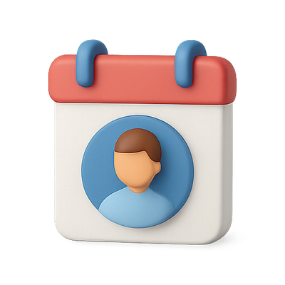 3D Calendar Icon with User Profile Design