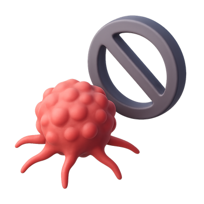 3D Cancer Icon with Isometric Design and Volumetric Elements