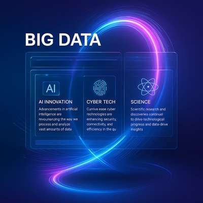 Futuristic Neon Curve Design for Big Data and AI Themes