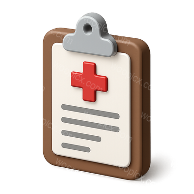 3D Isometric Medical Clipboard Icon with Red Cross