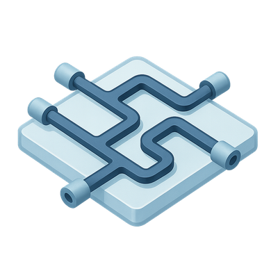 Stylized 3D Microfluidic Channel Icon Design