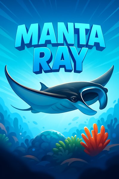 Dynamic Manta Ray Gliding Over a Vibrant Reef Scene