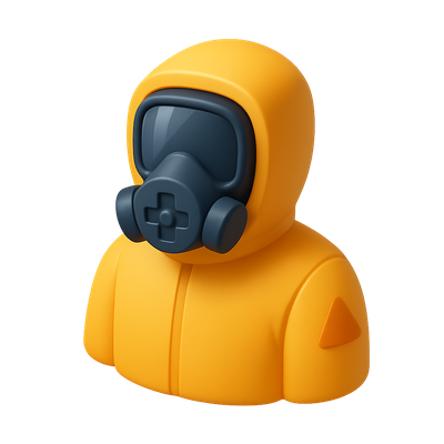 3D Hazmat Suit Icon with Gas Mask and Isometric View