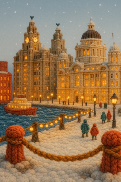 Enchanting Winter Scene at Liverpool Waterfront