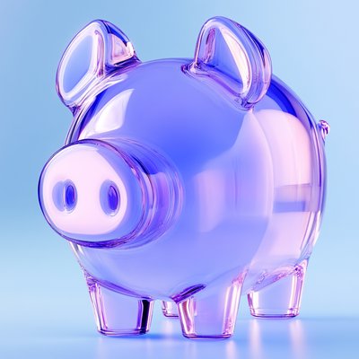 Stylized Glass Piggy Bank in Vibrant Colors