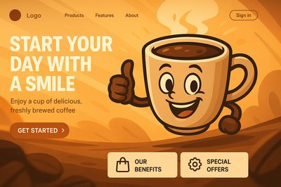 Cheerful Coffee Cup Logo for Branding and Advertising