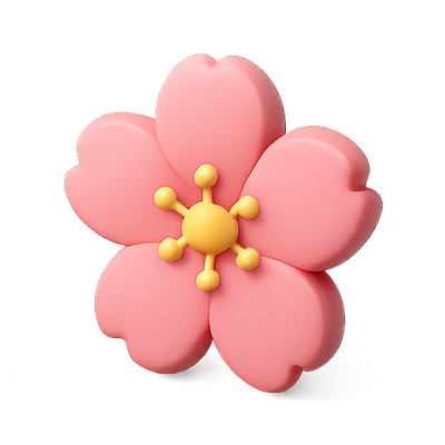 Stylized Pink Flower Icon with Yellow Center