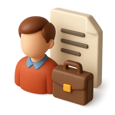 3D Business Icon with Briefcase and Document Representation